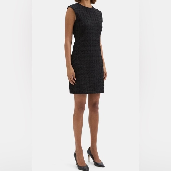 Theory Cap Sleeve Shift Dress Checkered Textured Women’s Size 6 - Picture 1 of 11